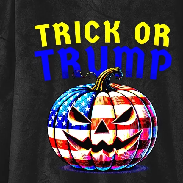 Trick Or Trump Donald Trump 2024 Halloween Pumpkin Hooded Wearable Blanket