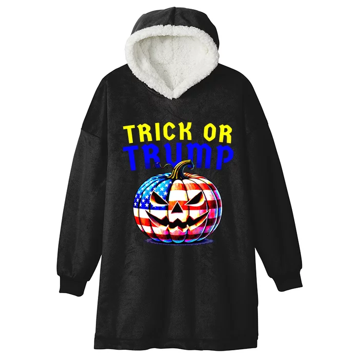 Trick Or Trump Donald Trump 2024 Halloween Pumpkin Hooded Wearable Blanket