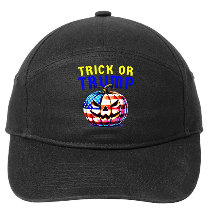 Trick Or Trump Donald Trump 2024 Halloween Pumpkin 7-Panel Snapback Hat