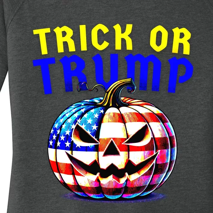 Trick Or Trump Donald Trump 2024 Halloween Pumpkin Women's Perfect Tri Tunic Long Sleeve Shirt