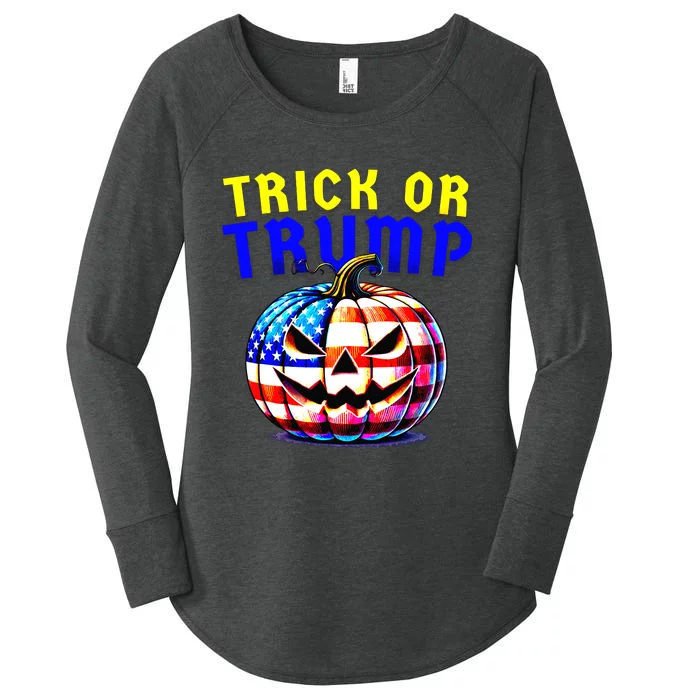 Trick Or Trump Donald Trump 2024 Halloween Pumpkin Women's Perfect Tri Tunic Long Sleeve Shirt