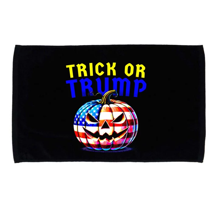 Trick Or Trump Donald Trump 2024 Halloween Pumpkin Microfiber Hand Towel