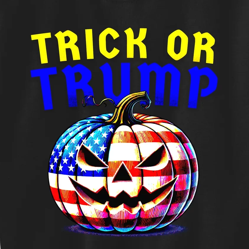 Trick Or Trump Donald Trump 2024 Halloween Pumpkin Kids Sweatshirt