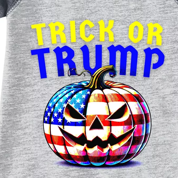 Trick Or Trump Donald Trump 2024 Halloween Pumpkin Infant Baby Jersey Bodysuit