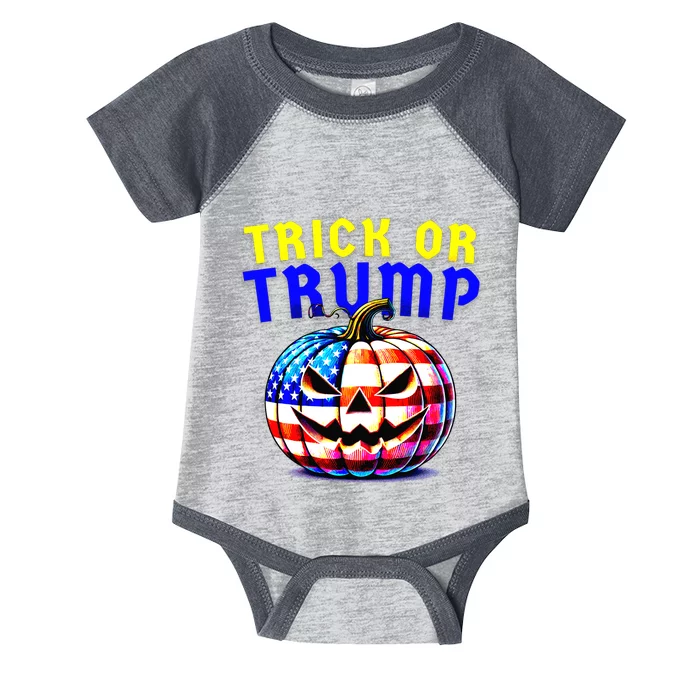 Trick Or Trump Donald Trump 2024 Halloween Pumpkin Infant Baby Jersey Bodysuit