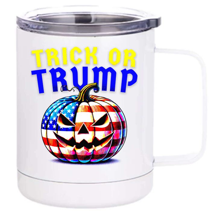 Trick Or Trump Donald Trump 2024 Halloween Pumpkin Front & Back 12oz Stainless Steel Tumbler Cup