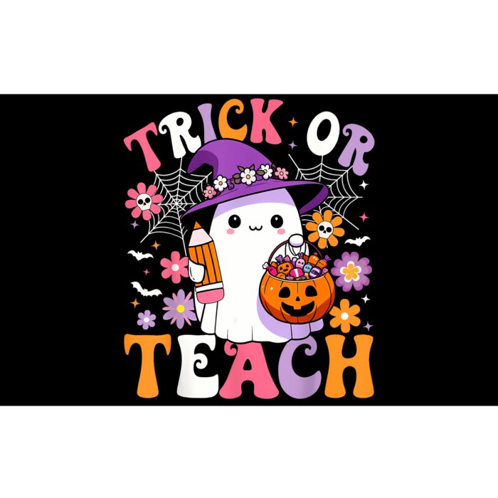 Trick Or Teach Groovy Teacher Ghost Funny Halloween Teacher Bumper Sticker