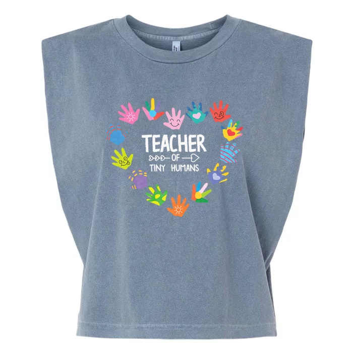 Teacher Of Tiny Humans Kindergarten Preschool Teacher Garment-Dyed Women's Muscle Tee