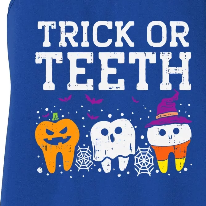 Trick Or Teeth Halloween Costumes Dental Assistant Dentist Gift Women's Racerback Tank