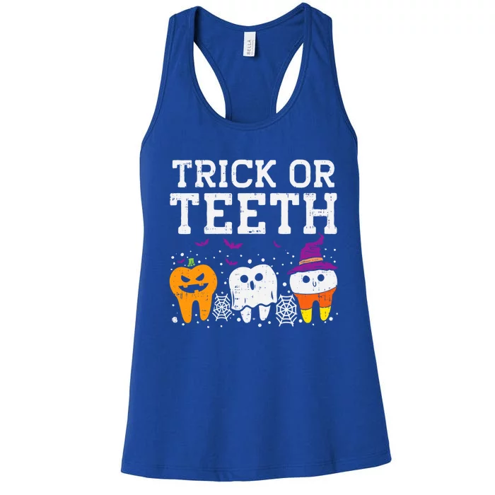 Trick Or Teeth Halloween Costumes Dental Assistant Dentist Gift Women's Racerback Tank