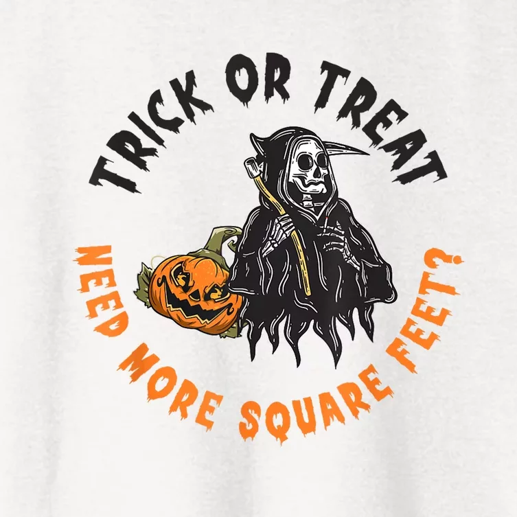 Trick Or Treat Spooky Witch Halloween Need More Square Feet Women's Crop Top Tee