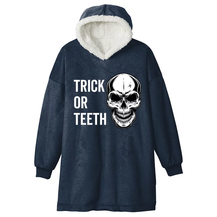 Trick Or Teeth Halloween Skeleton Dentist Funny Gift Funny Gift Hooded Wearable Blanket