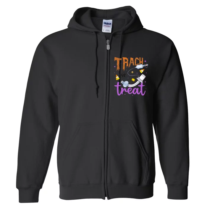 Trach Or Treat Nurse Respiratory Therapist ICU RN Halloween Full Zip Hoodie