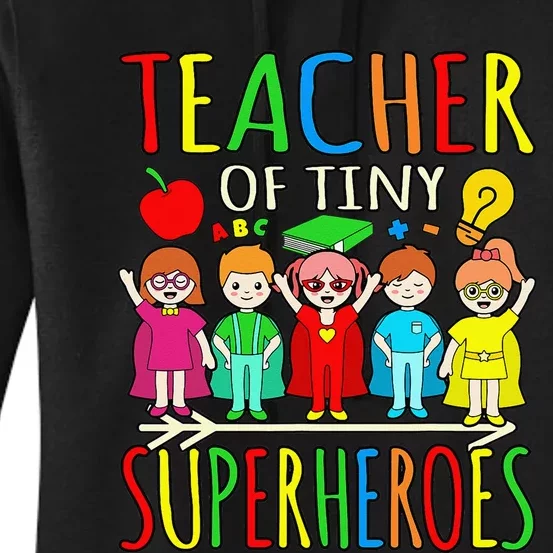 Teacher Of Tiny Superheroes First Day Back To School Graphic Women's Pullover Hoodie