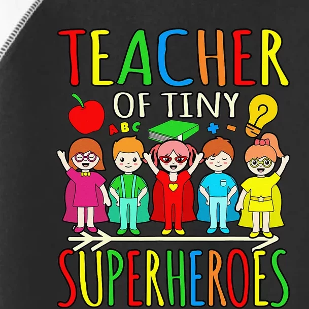 Teacher Of Tiny Superheroes First Day Back To School Graphic Toddler Fine Jersey T-Shirt