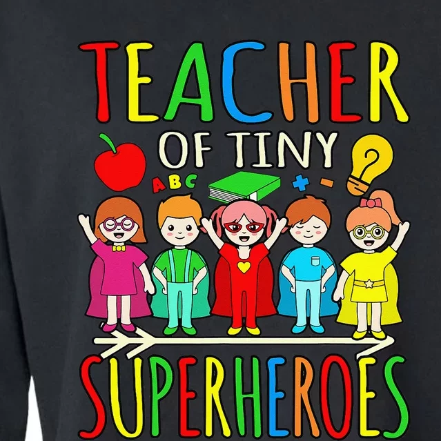 Teacher Of Tiny Superheroes First Day Back To School Graphic Cropped Pullover Crew