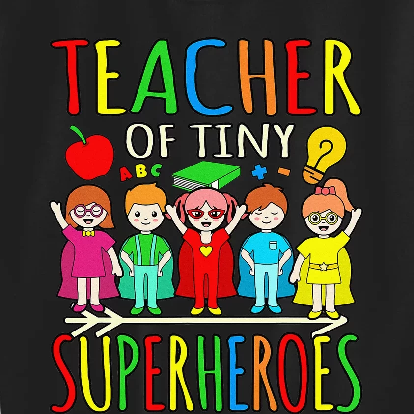 Teacher Of Tiny Superheroes First Day Back To School Graphic Kids Sweatshirt