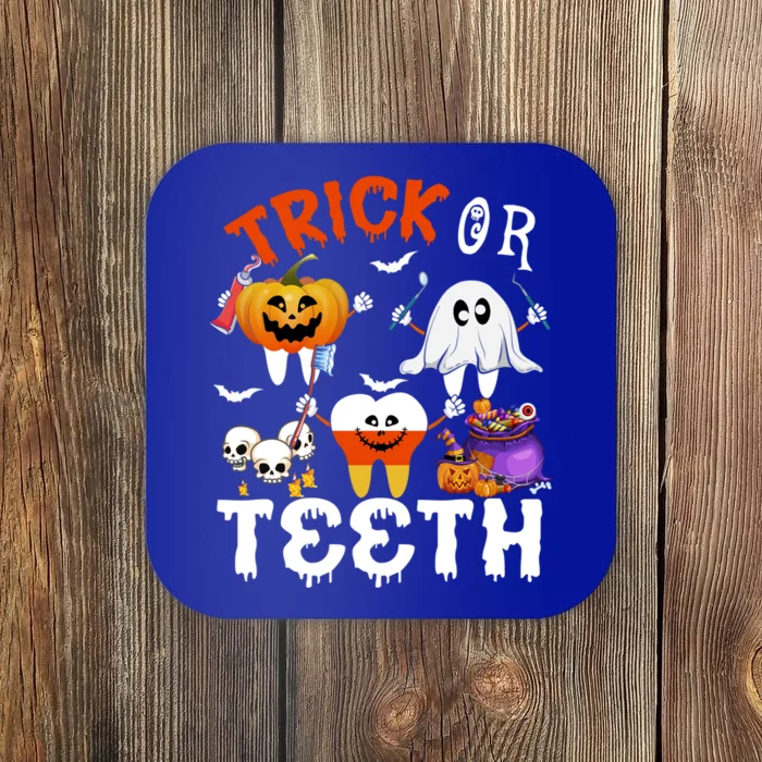 Trick Or Teeth Treating Candy Pumpkin Boo Tooth Dental Squad Cool Gift Coaster