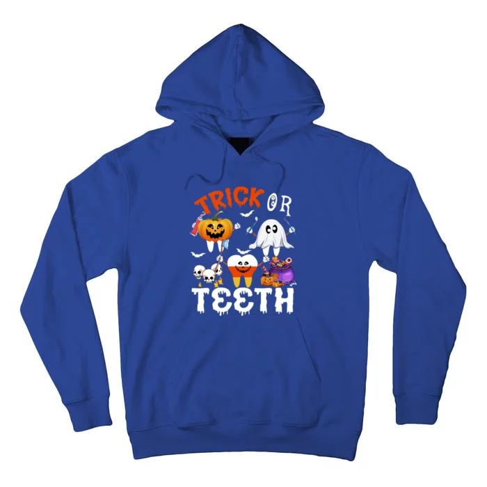 Trick Or Teeth Treating Candy Pumpkin Boo Tooth Dental Squad Cool Gift Tall Hoodie