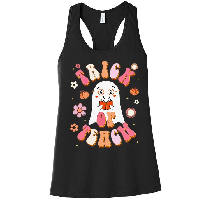 Trick Or Teach Carpet Of Flowers Teacher Halloween Cute Women's Racerback Tank