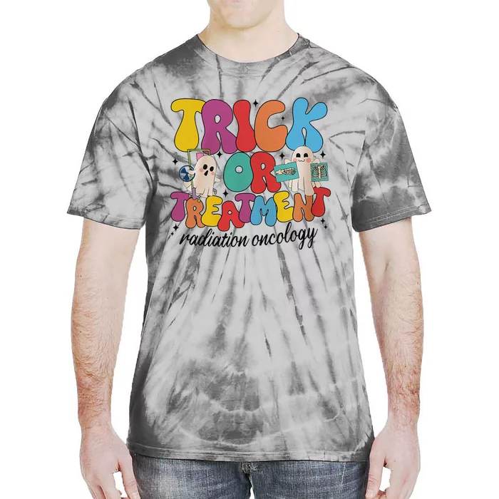 Trick Or Treatment Radiation Oncology Halloween Xray Tech Tie-Dye T-Shirt