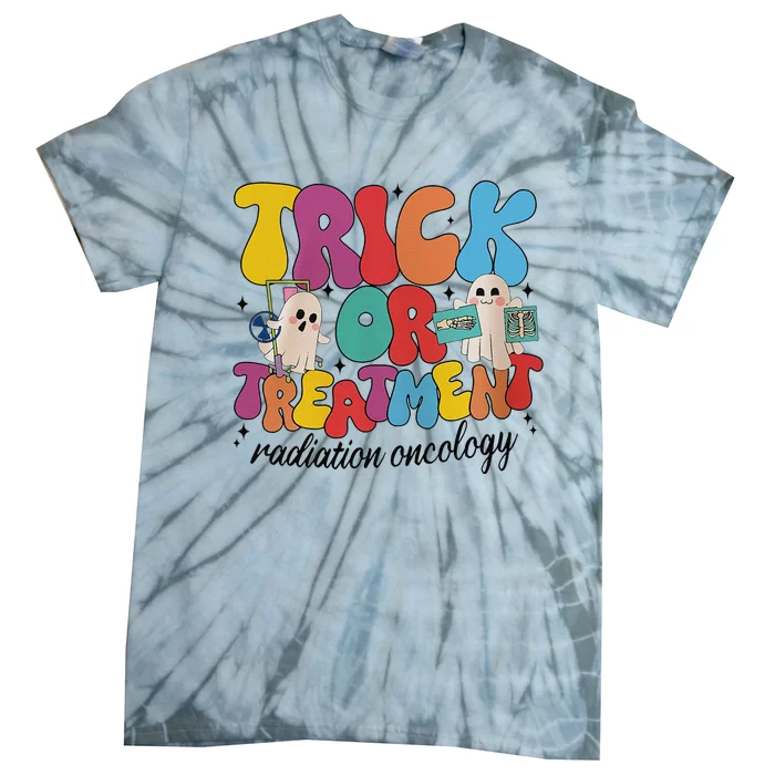 Trick Or Treatment Radiation Oncology Halloween Xray Tech Tie-Dye T-Shirt