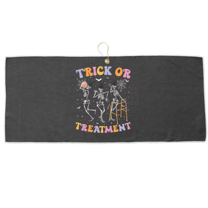 Trick Or Treatment Pt Physical Therapy Therapist Halloween Large Microfiber Waffle Golf Towel