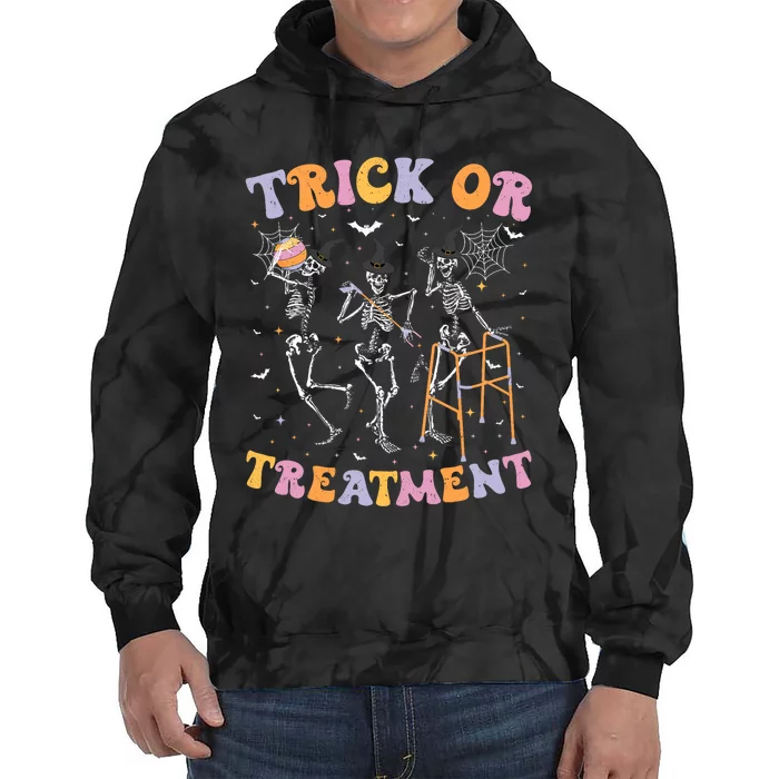 Trick Or Treatment Pt Physical Therapy Therapist Halloween Tie Dye Hoodie