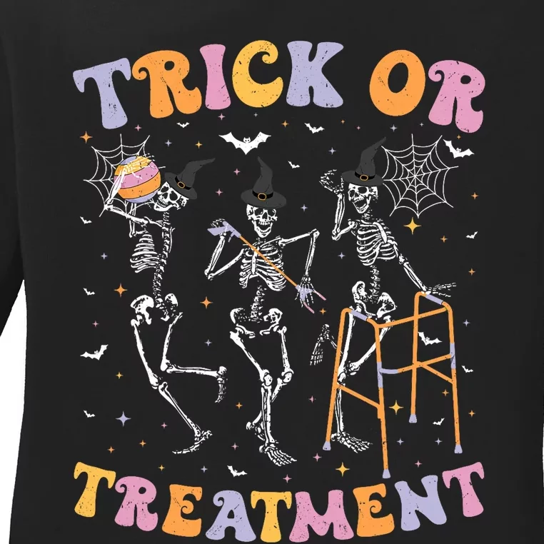 Trick Or Treatment Pt Physical Therapy Therapist Halloween Ladies Long Sleeve Shirt