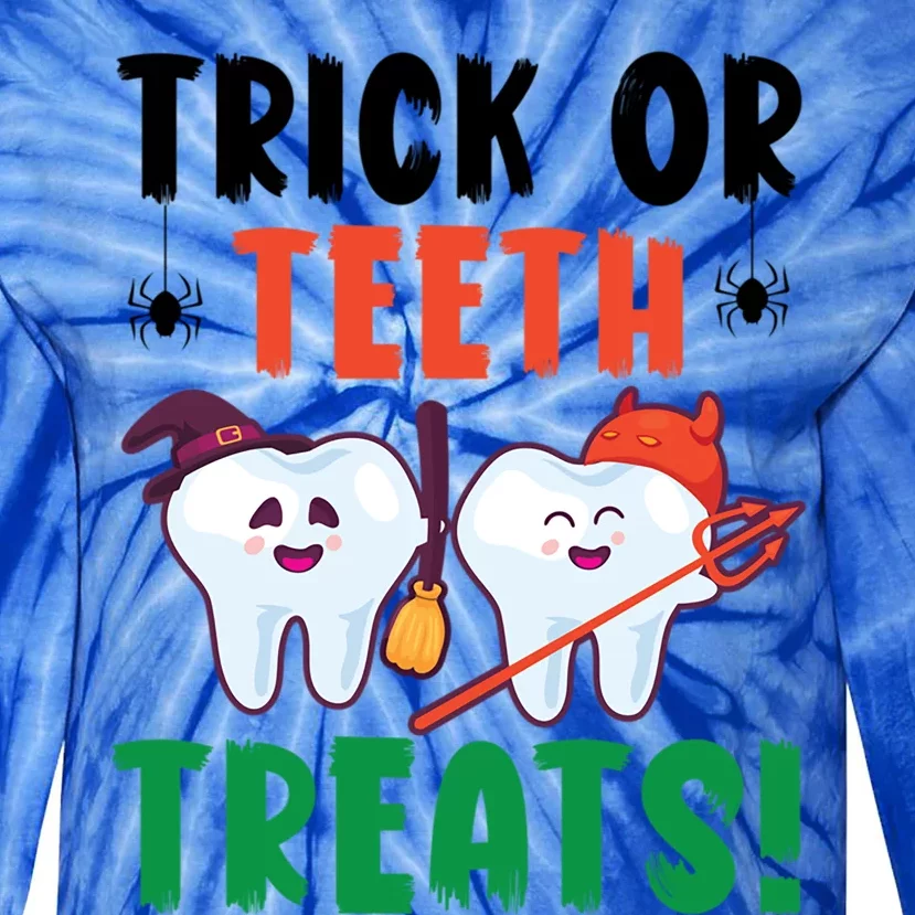 Trick Or Teeth Treats Dentistry Dental Halloween Gift Tie-Dye Long Sleeve Shirt