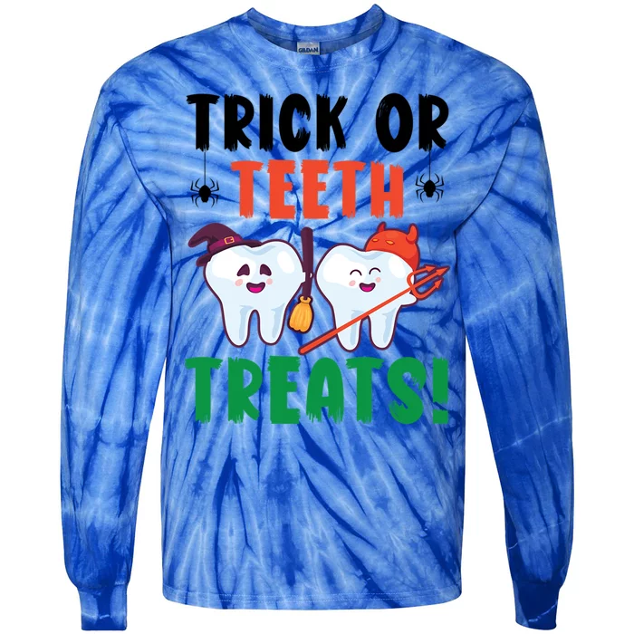 Trick Or Teeth Treats Dentistry Dental Halloween Gift Tie-Dye Long Sleeve Shirt