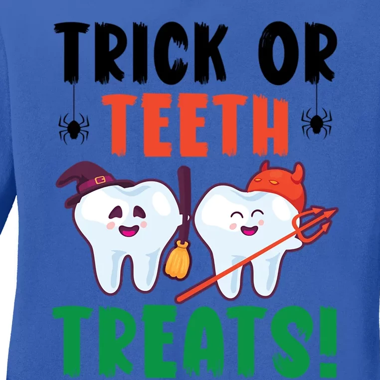 Trick Or Teeth Treats Dentistry Dental Halloween Gift Ladies Long Sleeve Shirt