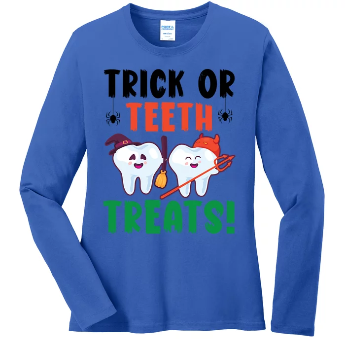 Trick Or Teeth Treats Dentistry Dental Halloween Gift Ladies Long Sleeve Shirt