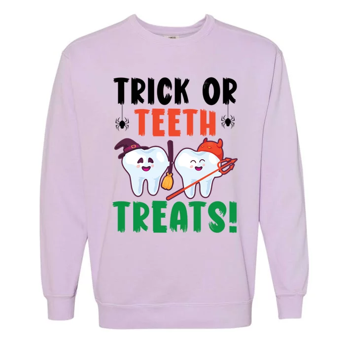 Trick Or Teeth Treats Dentistry Dental Halloween Gift Garment-Dyed Sweatshirt