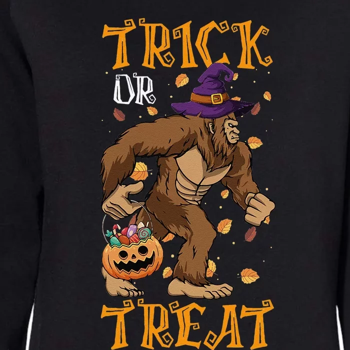 Trick Or Treat Bigfoot & Pumpkin Halloween Costume Day Womens California Wash Sweatshirt