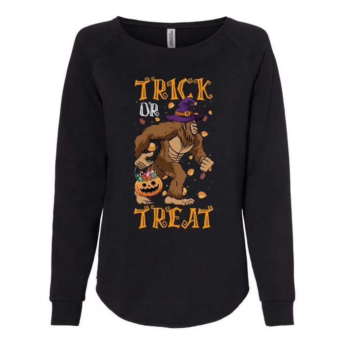 Trick Or Treat Bigfoot & Pumpkin Halloween Costume Day Womens California Wash Sweatshirt