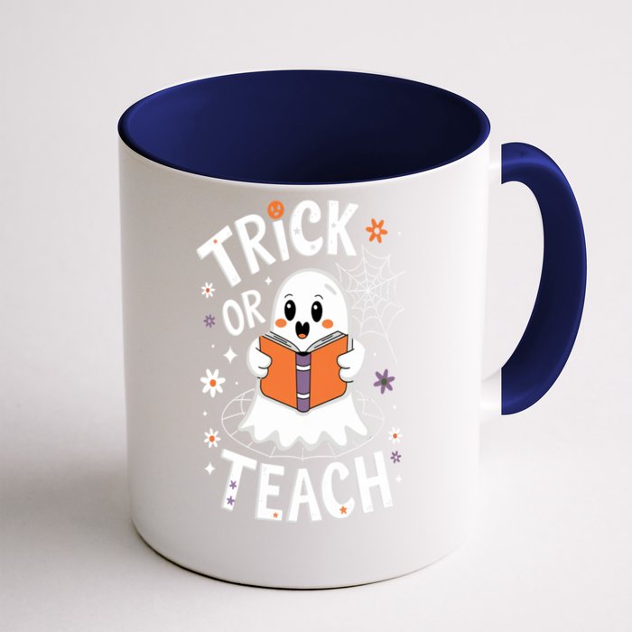 Trick Or Teach Ghost Halloween Fun Teacher Design Gift Front & Back Coffee Mug