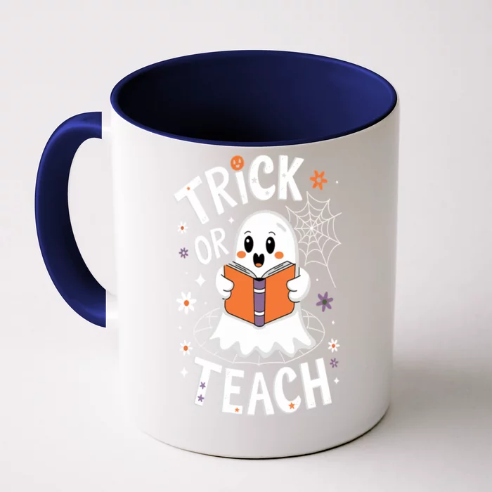 Trick Or Teach Ghost Halloween Fun Teacher Design Gift Front & Back Coffee Mug