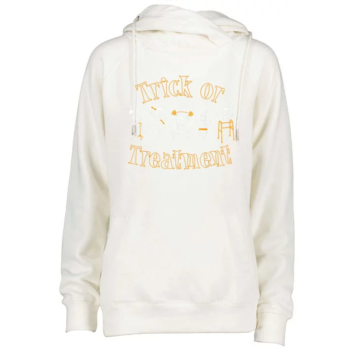 Trick Or Treatment Pt Physical Therapy Therapist Halloween Womens Funnel Neck Pullover Hood