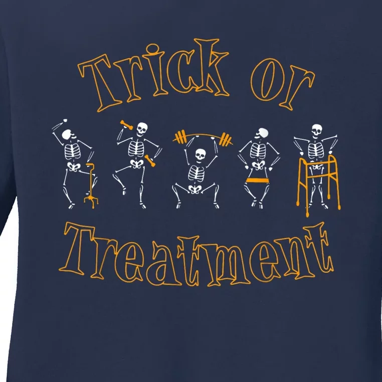 Trick Or Treatment Pt Physical Therapy Therapist Halloween Ladies Long Sleeve Shirt