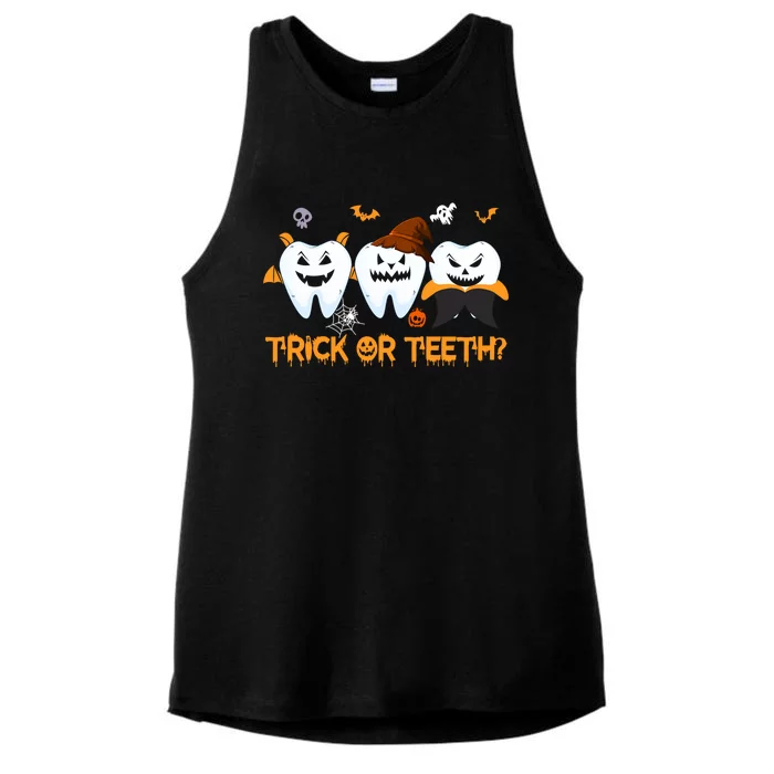 Trick Or Treat Brush Your Teeth Dentist Halloween Costume Cute Gift Ladies Tri-Blend Wicking Tank