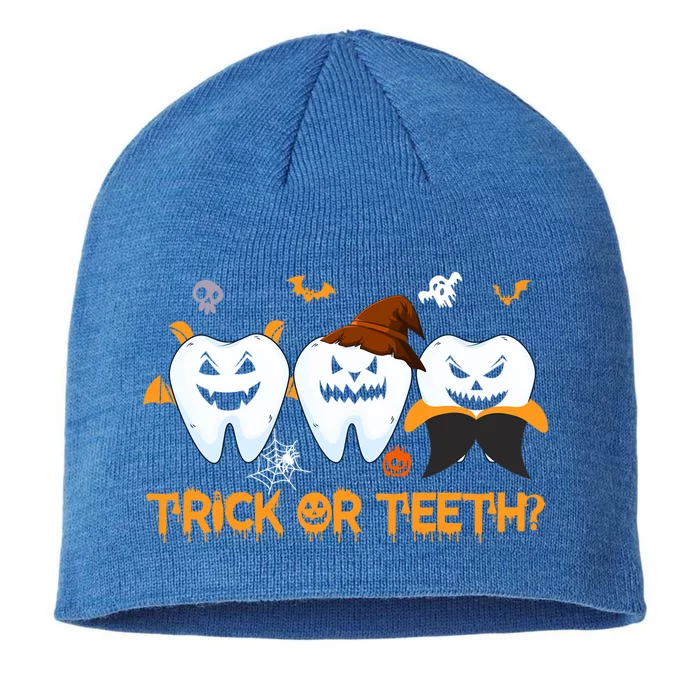 Trick Or Treat Brush Your Teeth Dentist Halloween Costume Cute Gift 8 1/2in Sustainable Knit Beanie