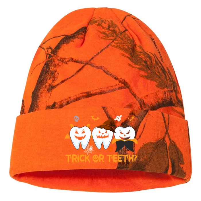 Trick Or Teeth Funny Dental Halloween Treat Dentist Funny Gift Kati - 12in Camo Beanie