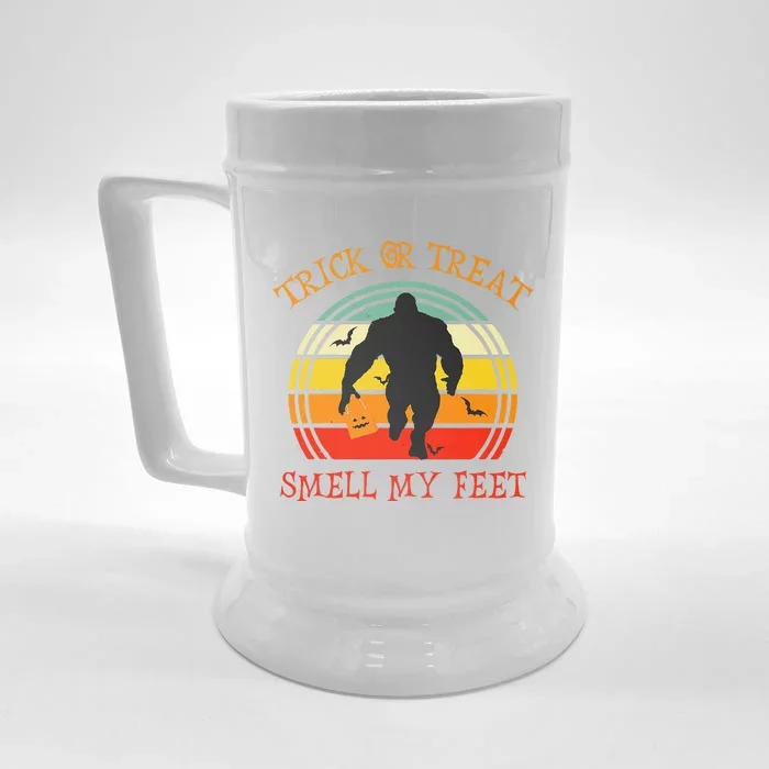 Trick Or Treat Smell Feet Bigfoot Halloween Funny Front & Back Beer Stein