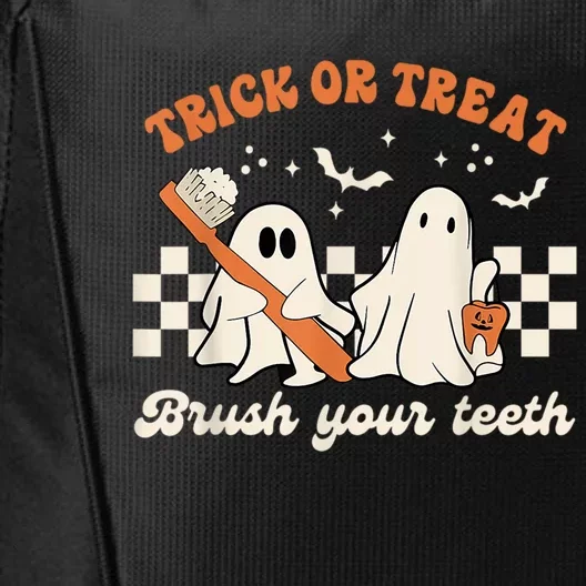 Trick Or Treat Brush Your Teeth Dentist Halloween Ghost Cute Gift City Backpack