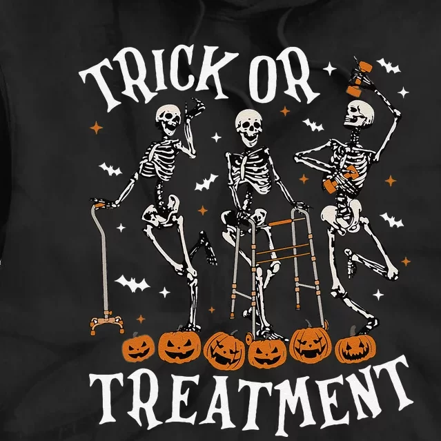 Trick Or Treatment Pta Skeleton Halloween Physical Therapist Tie Dye Hoodie