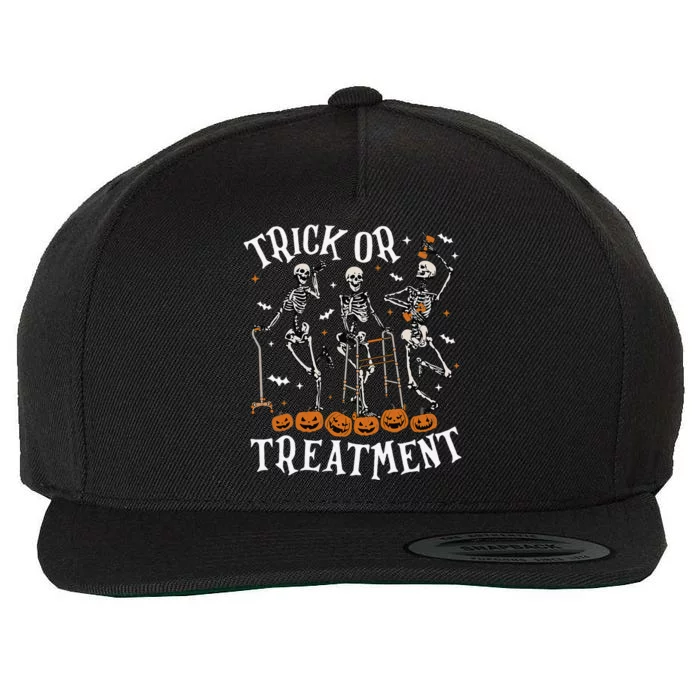 Trick Or Treatment Pta Skeleton Halloween Physical Therapist Wool Snapback Cap