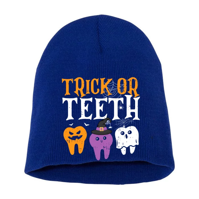 Trick Or Teeth Funny Dental Halloween Treat Dentist Gift Short Acrylic Beanie