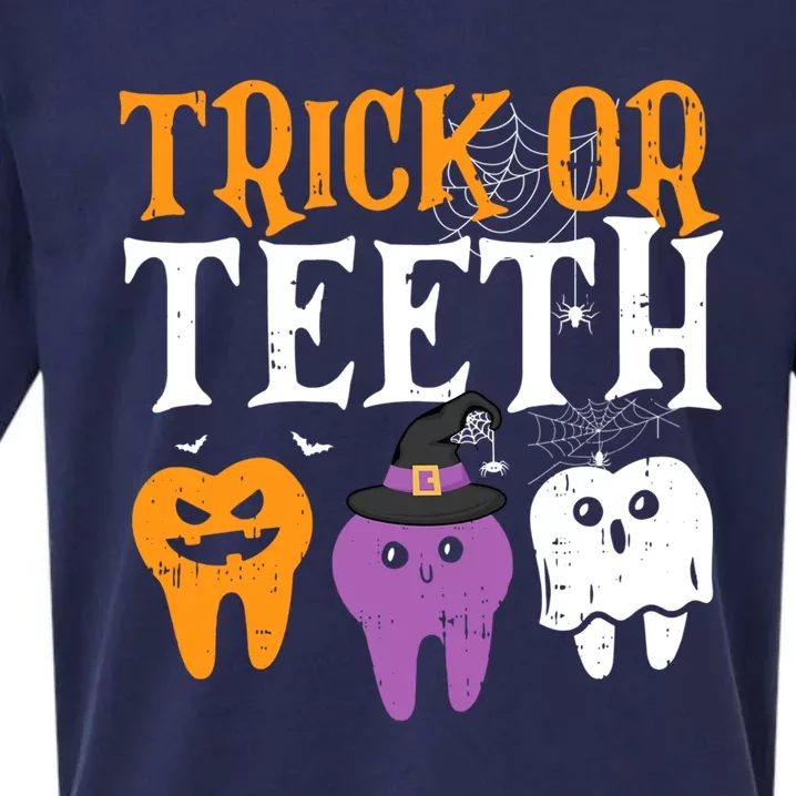 Trick Or Teeth Funny Dental Halloween Treat Dentist Gift Sueded Cloud Jersey T-Shirt