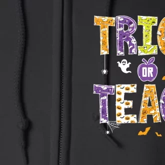 Trick Or Teach Retro Halloween Full Zip Hoodie